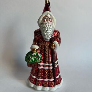 •Christopher Radko Ruby Robes Santa Glass Ornament•